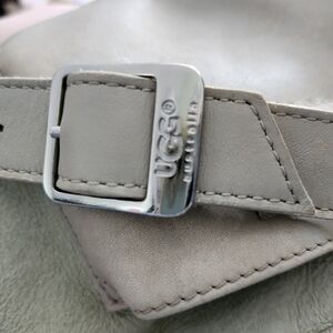 UGG Light Green Suede Purse With Cream Trim Pleather(?) And Silver Hardware